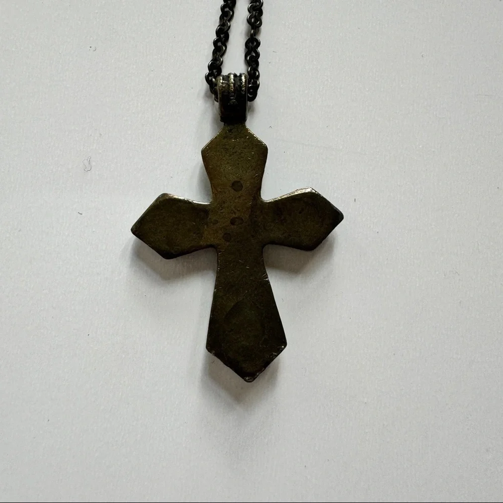 Beaded Cross Necklace in Turquoise